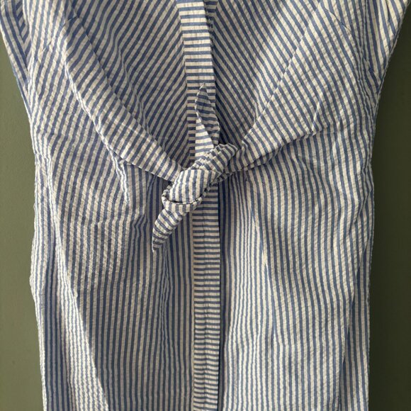 Vineyard Vines Tie Front Seersucker Shirtdress In Cornflower - Picture 4 of 8
